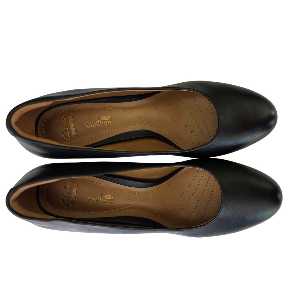 Clarks Brier Dolly Black Leather Platform Pumps‎ Heels Womens 8 M Cushion Soft
